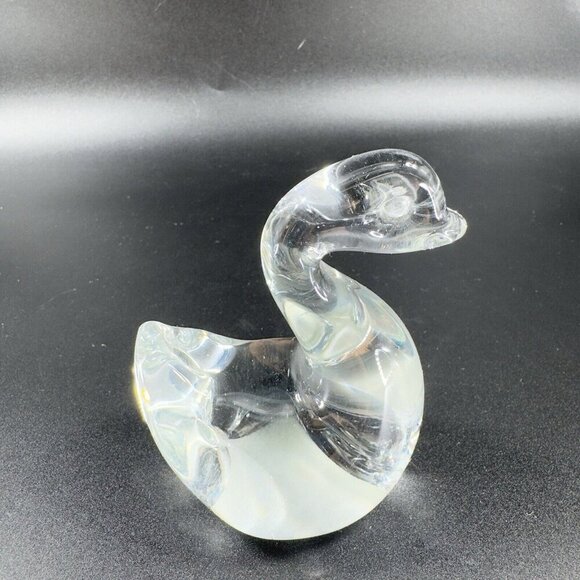 Vintage 1980s Clear Glass Duck Bird Figurine Whimsical Decor Glassware Figure - Picture 10 of 11